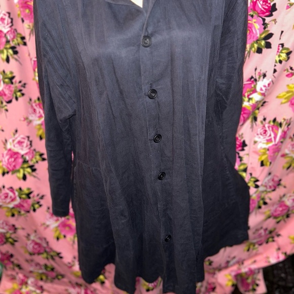 ESKANDAR Long black trench coat jacket linen vintage goth vamp punk blazer - Picture 5 of 12